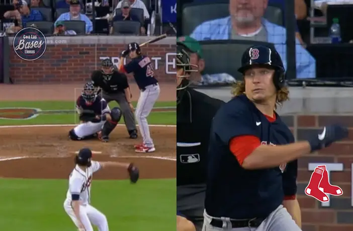 MLB: Lanzador de los Red Sox conecta tremendo batazo ante los Braves (VIDEO)