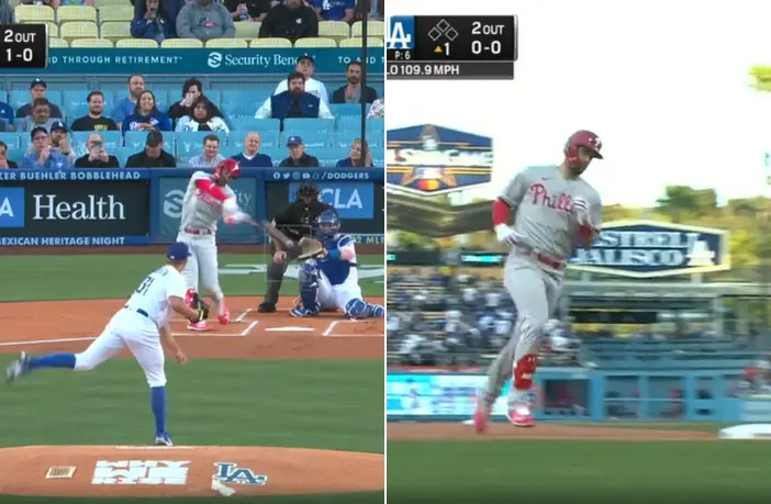 MLB: Bryce Harper conecta HR en primer turno frente a Dodgers (VIDEO)