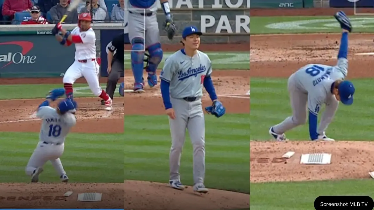 Yoshinobu Yamamoto muestra sus reflejos con los Dodgers